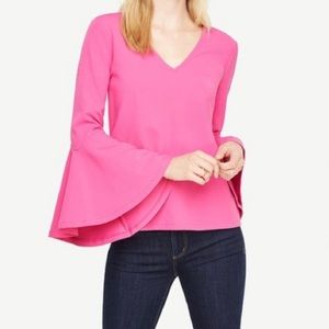 Ann Taylor Pink Bell Sleeve Dress Shirt XS